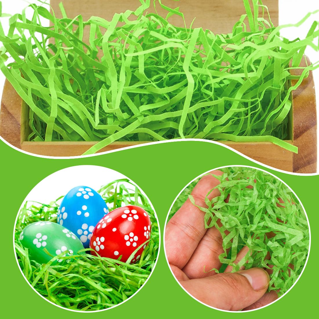 Bluelves 2 kosze wielkanocne + 100 g trawy wielkanocnej, kosze wiklinowe, kosze na jajka wielkanocne, koszyk wielkanocny dla dzieci, koszyki wielkanocne, rękodzieło, prezent na Wielkanoc