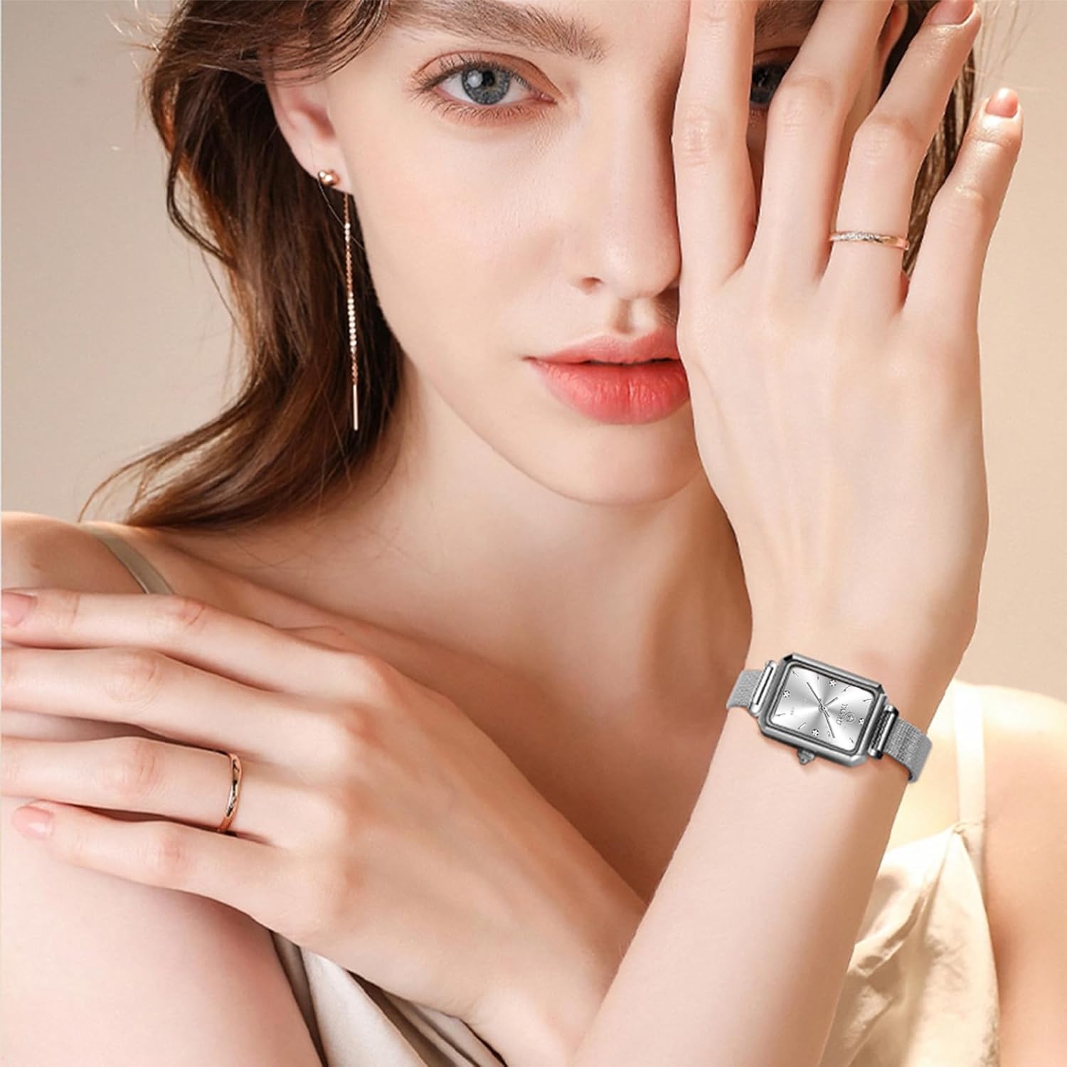 Womens Watch Fashion Dress Mesh Strap Waterproof Watches for Women Elegant Dainty Two Tone Womens Watch Analog Quartz Easy Read Ladies Watches with Day Date - Image 3