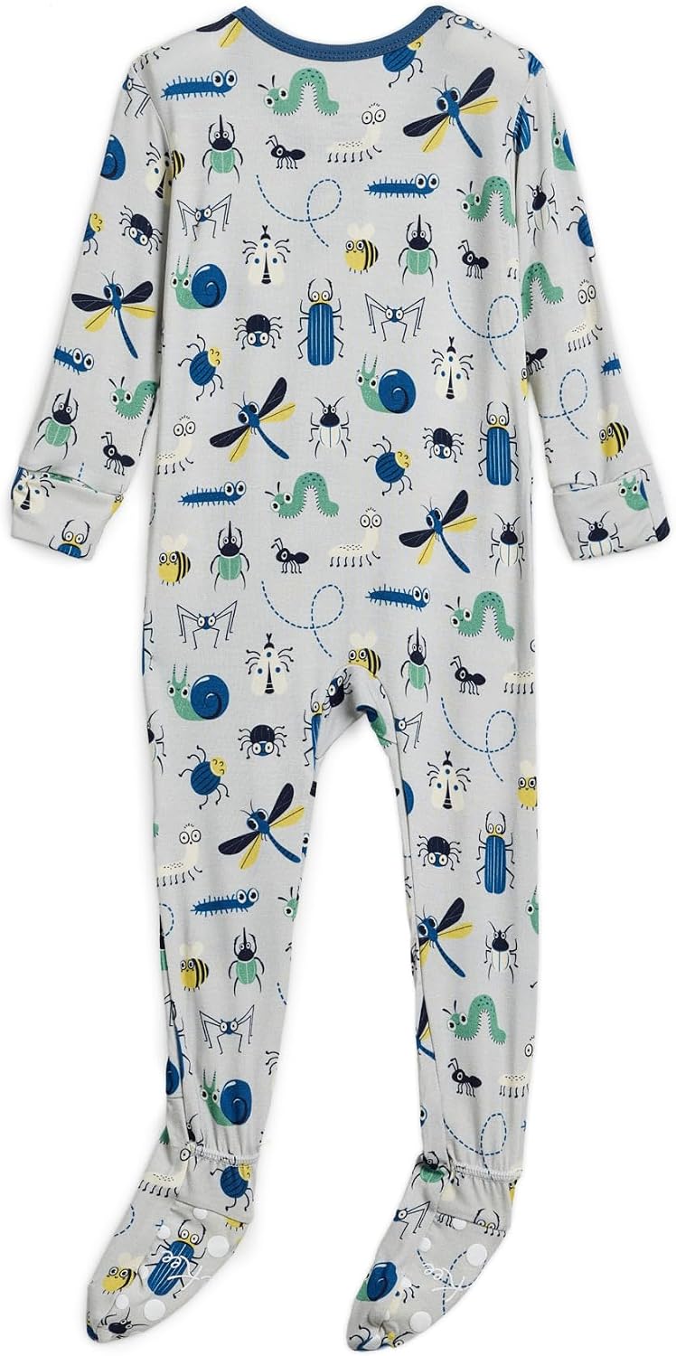 KicKee Baby & Toddler Zip Footie – Ultra-Soft Bamboo Viscose Pajamas with Flip Paws and Grippy Feet