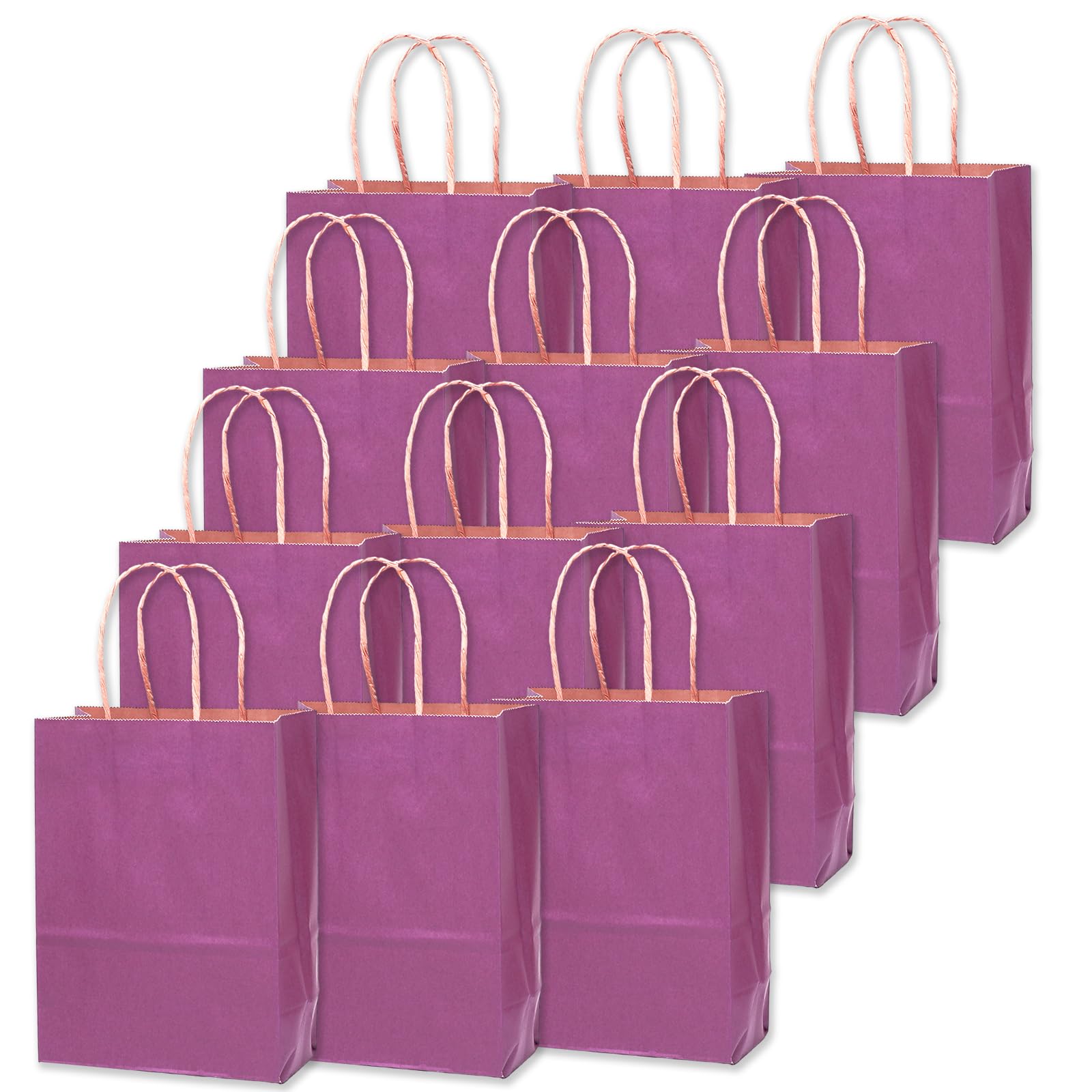 qiqee 32-Packs Deep Purple Paper Gift Bags with Handles Bulk 7.6"x4.75"x10.5" Medium Size Gift Bags Multiple Uses