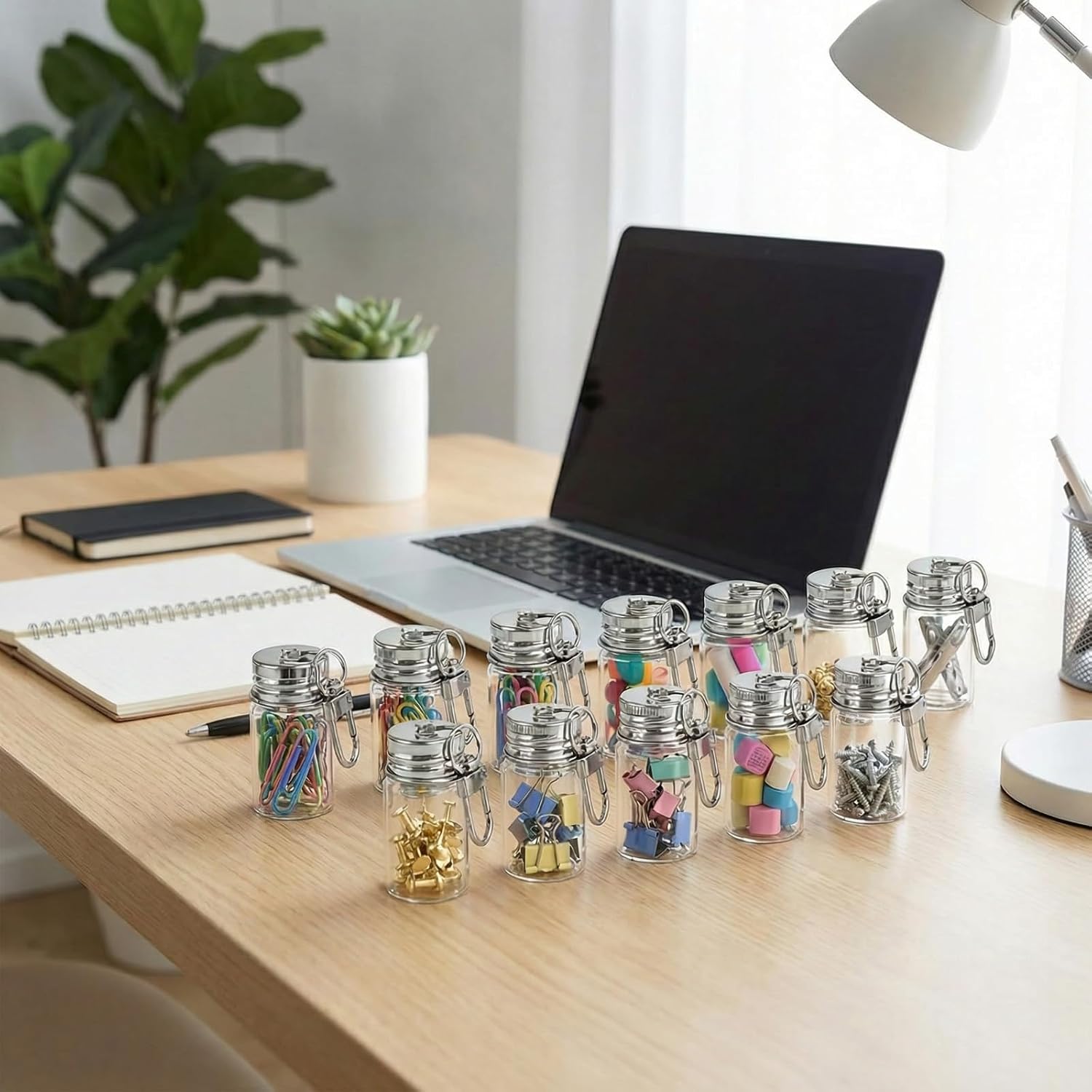 40 Pcs 7ml Small Glass Bottle Keychain with Aluminum Lid Message Potion Bottles Tiny Glass Wishing Jars Bulk Mini Seasoning Bottles Keychain for DIY Home Crafts Travel Gifts Wedding Favors