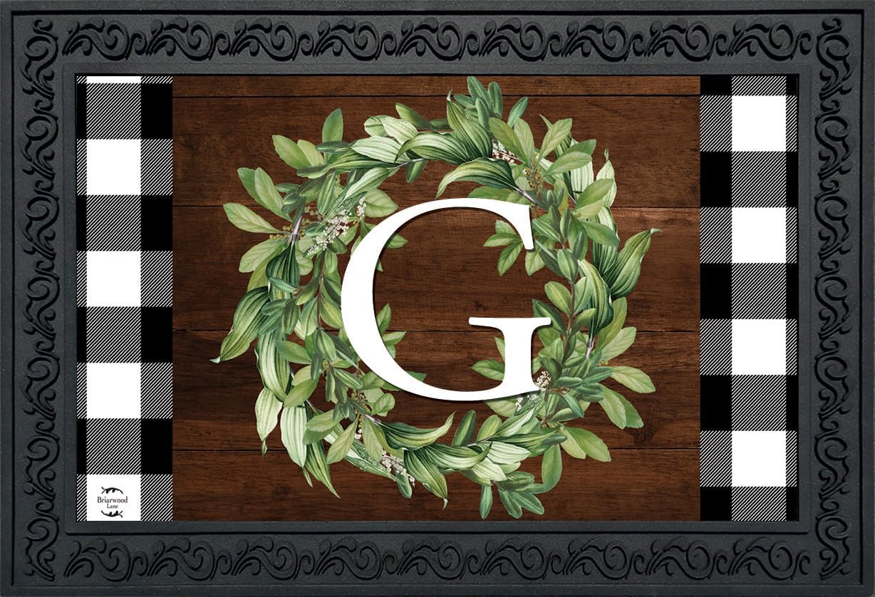 Briarwood Lane Wreath Monogram Letter G Doormat