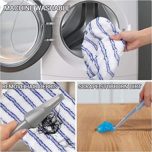 Miniatura 7 de Masthome Trapeador de microfibra extra grande para limpieza de pisos, trapeador plano de 16 pulgadas con 5 almohadillas para uso húmedo y seco, mopa