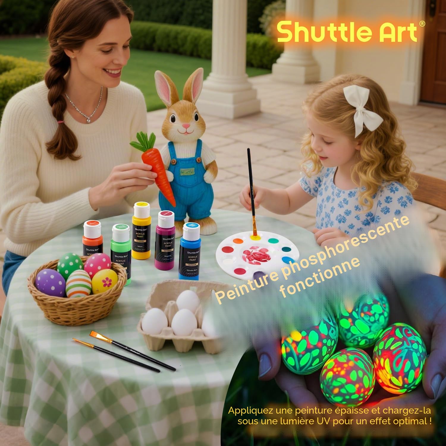 Shuttle Art Peinture Acrylique pour Extérieur 36 * 60ml avec 10 Pinceaux