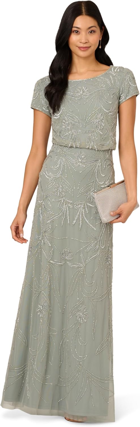 Adrianna Papell Womens Long Beaded Dress - Image 4