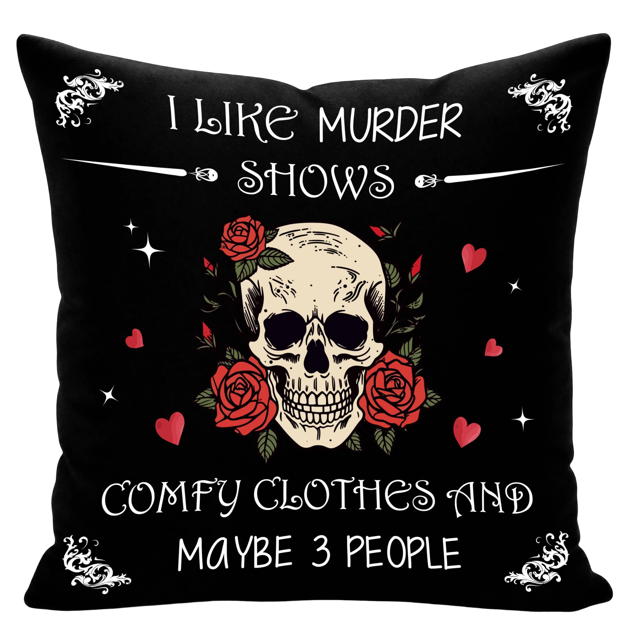 Funny Gothic Gifts for Women - 1 Pcs Skeleton Rose Gothic Themed Pillowcase
