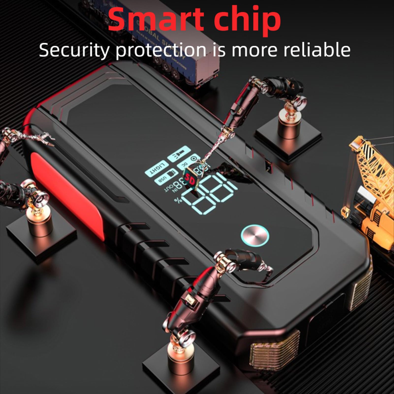 Sxhlseller Avviatore di Emergenza per Auto da 3000 A di Picco |Kit di Emergenza 4 in 1 con Power Bank da 30000mAh, Display LED e 10 Protezioni di Sicurezza per Veicoli A Gas