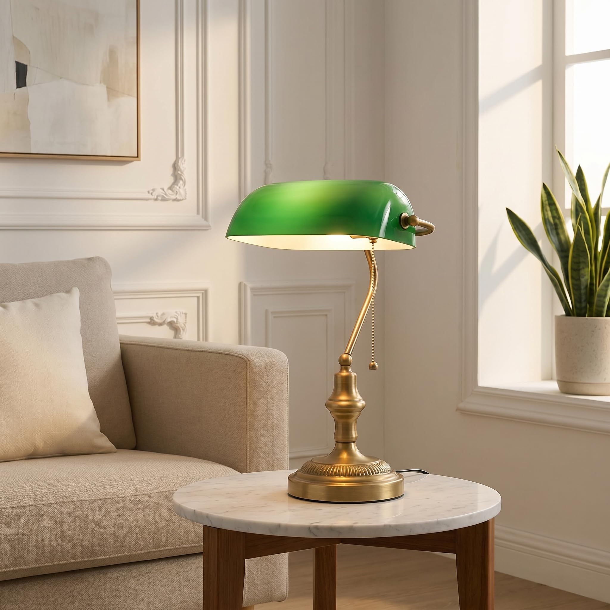 BARCELONA LED Lámpara Banquero Vintage E27 Orientable Con Cristal Verde