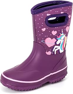 Kids Neoprene Rubber Wellies for Boys Girls,Mud Wellies Boties Thermal Wellinton Wellies Rain Sanow Boot, Soft Lined for Outdoors, Walking,Filed, School