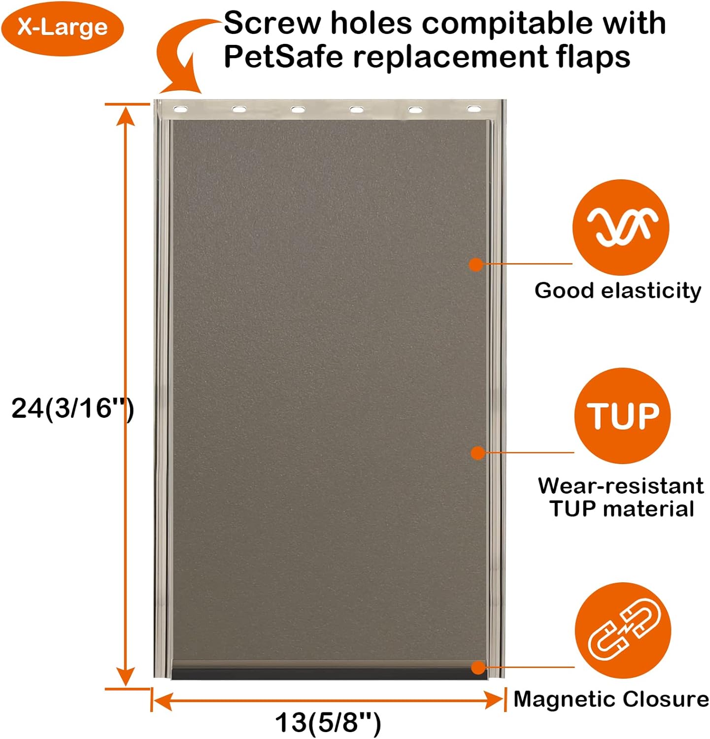 X-Large Dog Door Replacement Flap Compatible with PetSafe Freedom 6 Holes Pet Door PAC11-11040 - Measures 13 5/8" x 24 3/16", Doggy Door Flap Made of Wear, Flexible, Weather Resistant TPU Material