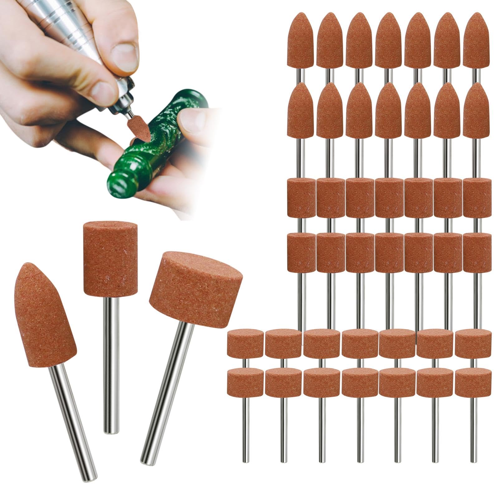 Produktbild von 42-teiliges Korund-Schleifspitzen Set – Für Dremel & Co., 1/8 Zoll Schaft, Stein, Glas, Metall