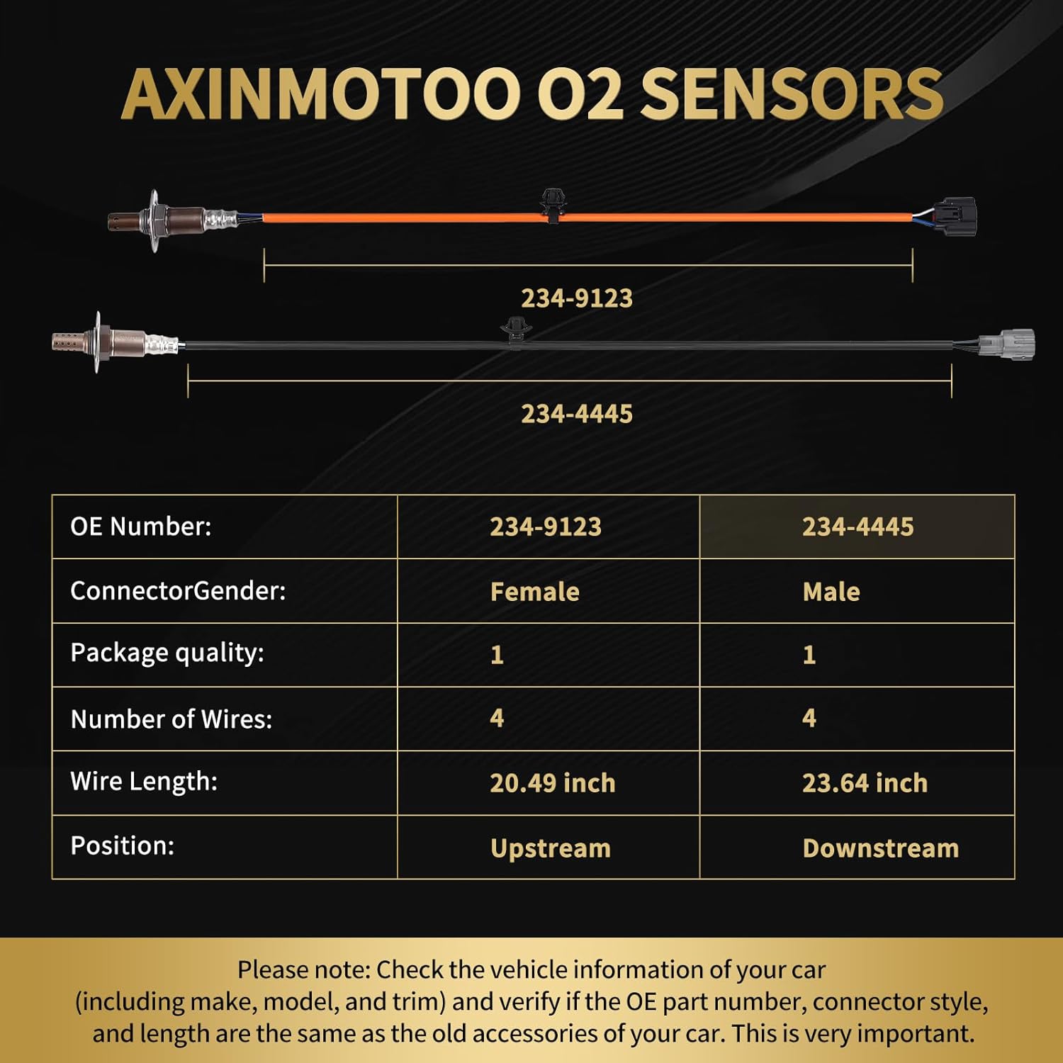 Oxygen O2 Sensor 234-9123 234-4445 Upstream Downstream Replacement for Saab 9-2X 2006, for Subaru Outback 2006-2009, Forester X 2006-2010, Impreza 2006-2011, Legacy 2.5i 2006-2009 2.5L 2PCS