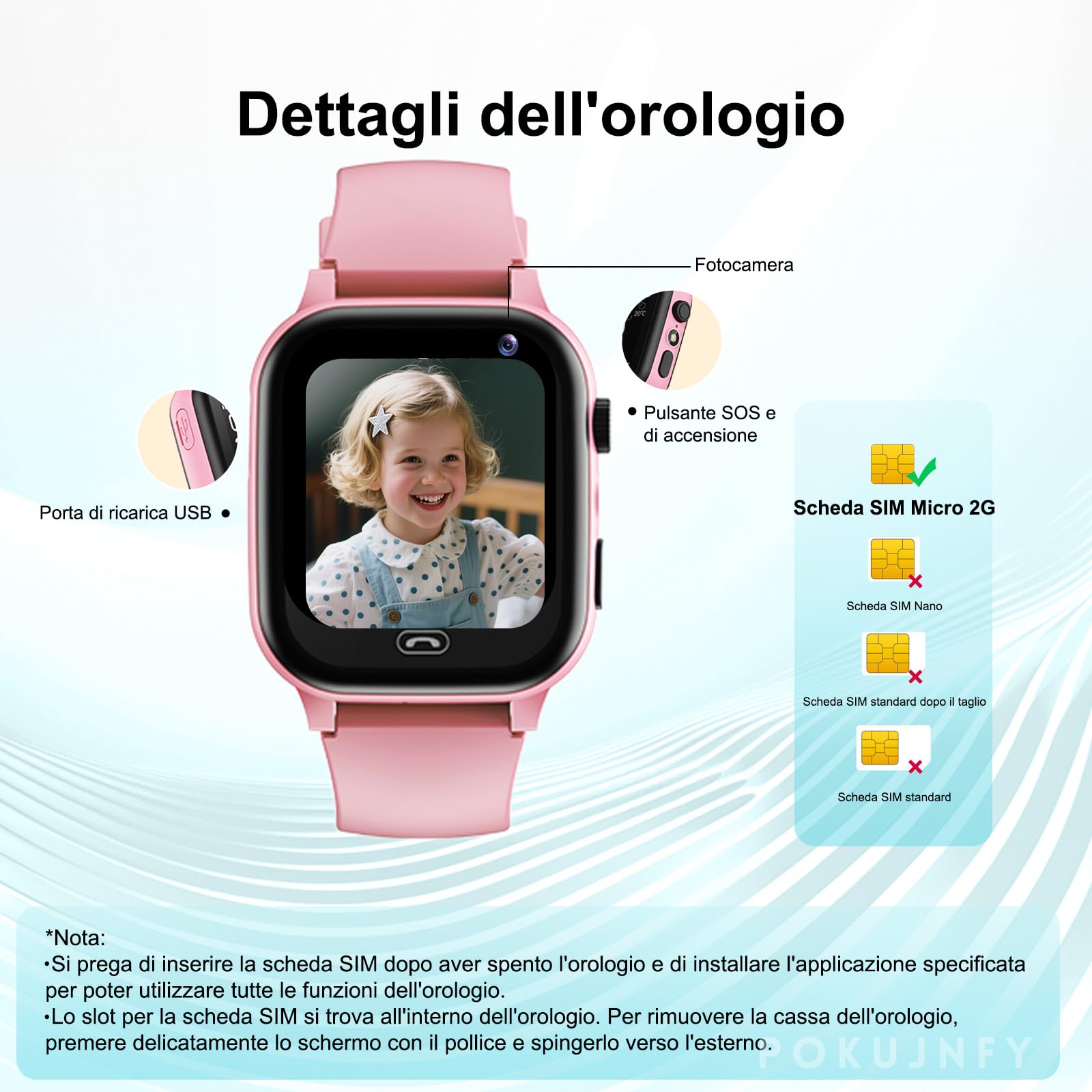 Smartwatch Bambini GPS Chiama Telefono SOS Contatti Chat Sveglia