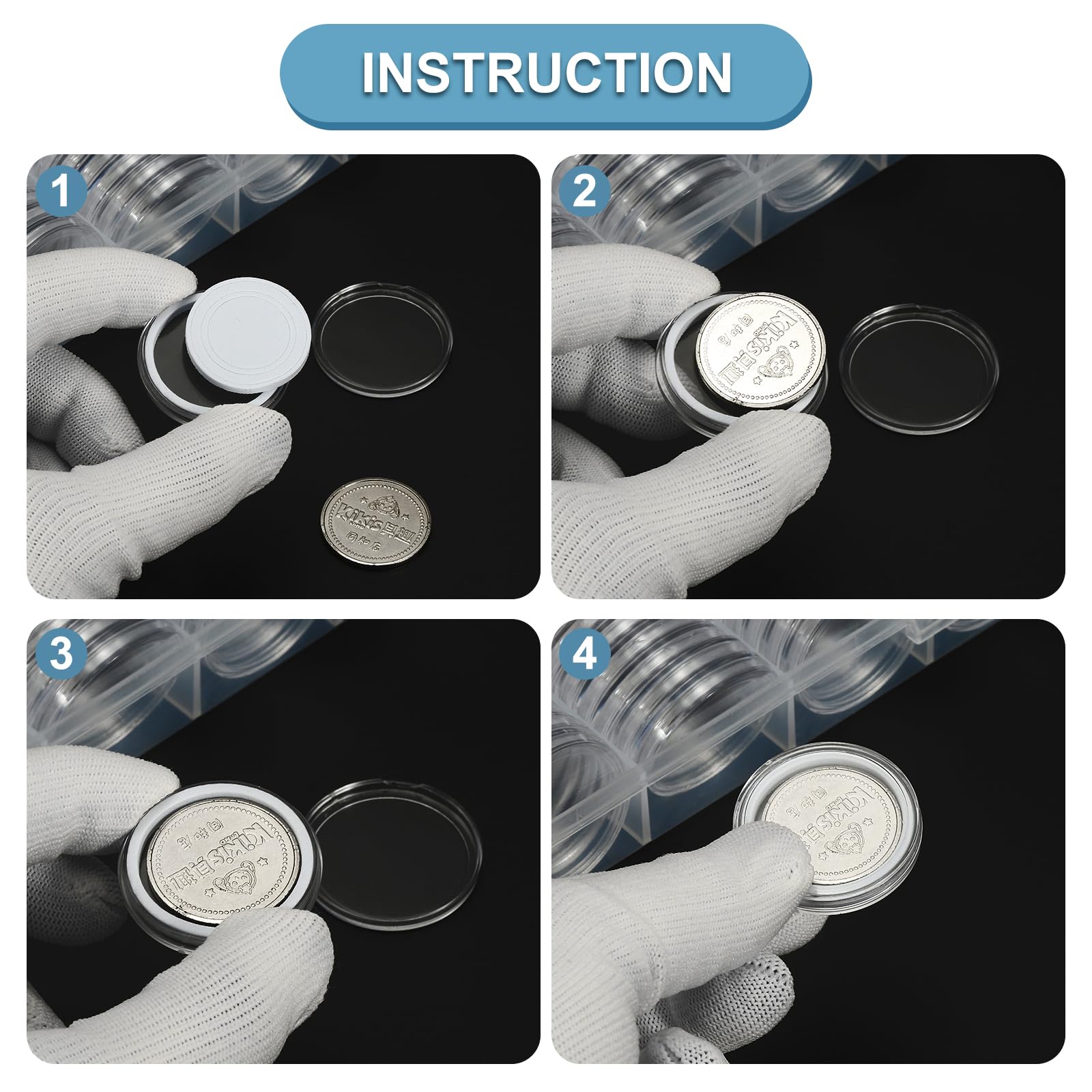PATIKIL Coin Snap Holder 100 Pack Coin Case Storage Round with Organizer Box Fit 17/20/25/27/30mm Coins for Collectors Collection Supplies White Foam Gasket - Image 4
