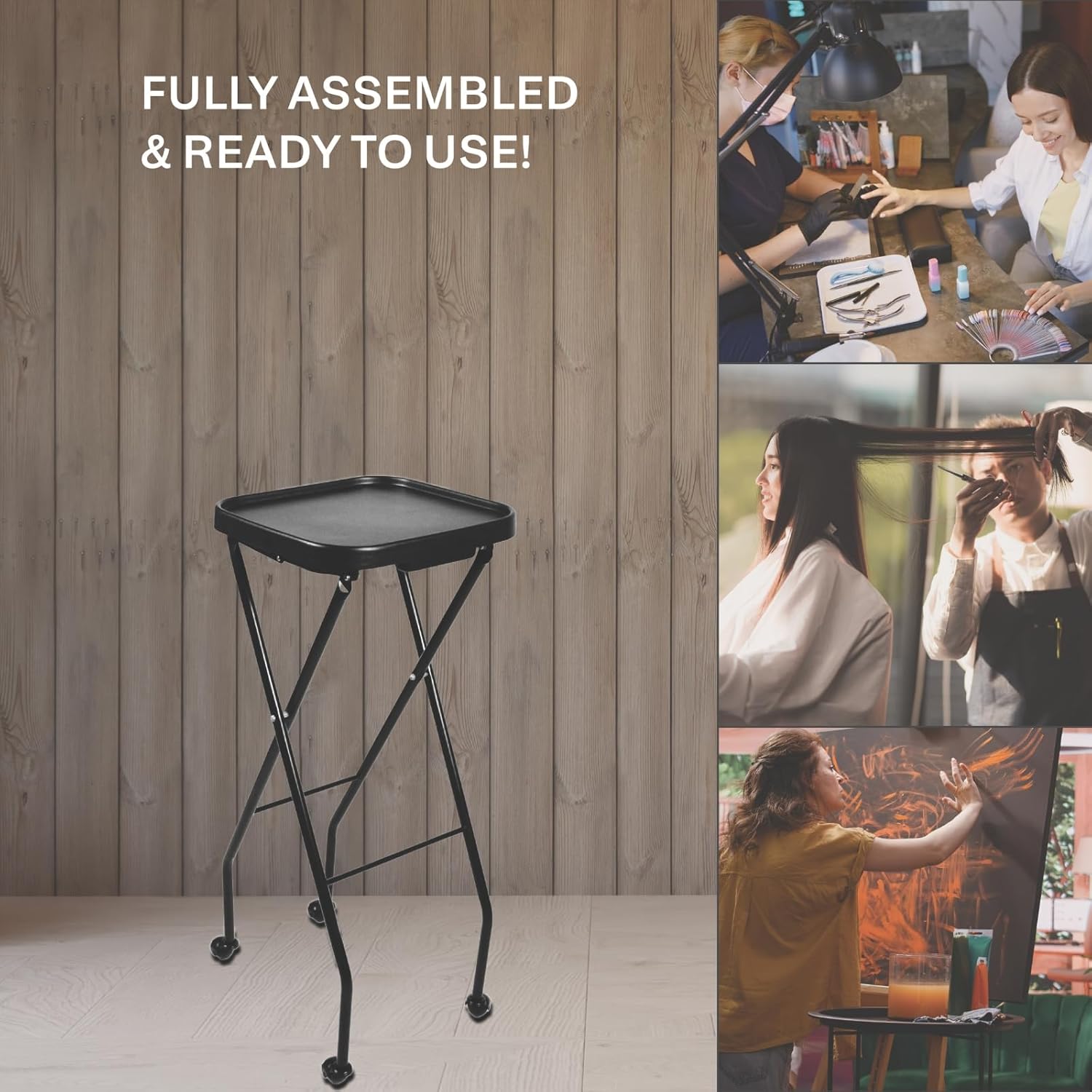 Berkeley Caleb Fold-A-Way Service Tray - Black for Desk Tasks, Workstation, Tool Organizer, Garage Work