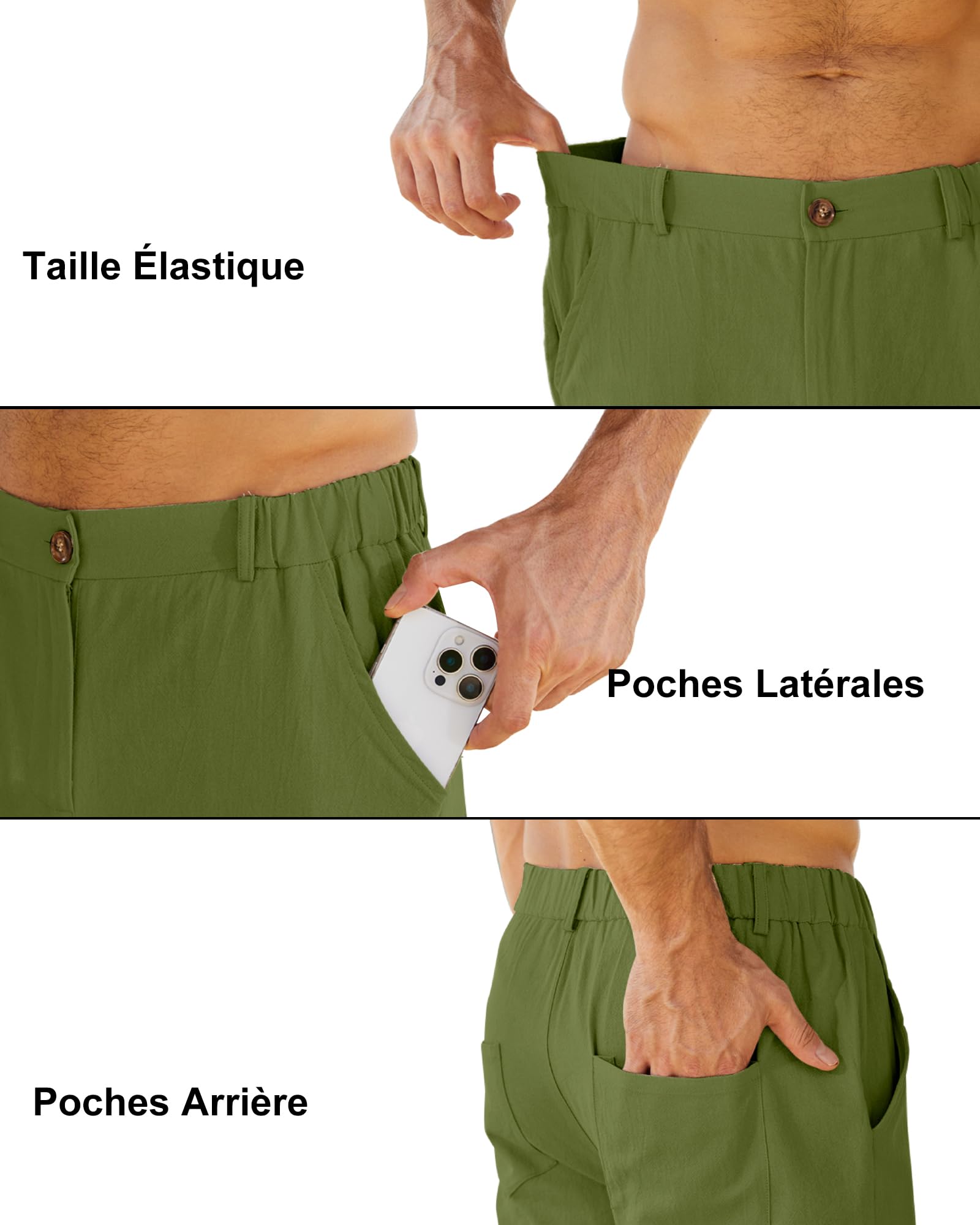 YAOHUOLE Pantalon Lin Homme Pantalon en Lin Homme Grande Taille Men Casual Yoga Pants