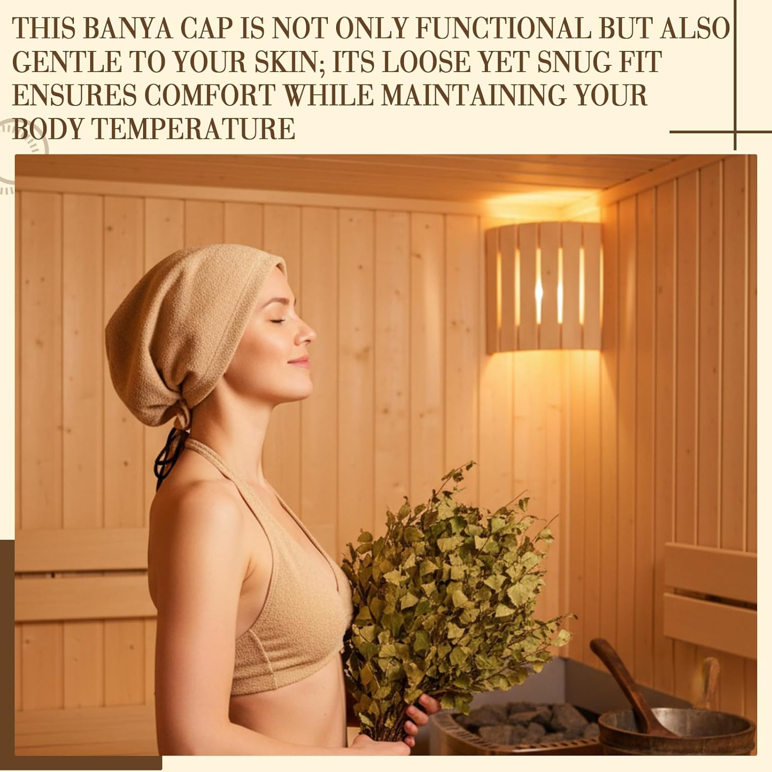 JaGely 2 Pcs Sauna Hat Cotton Towel Hat for Men and Women Sauna Cap Banya Cap Hair Wrap Sauna Hair Protector for Steam Rooms Dry and Infrared Saunas Accessories - Image 6