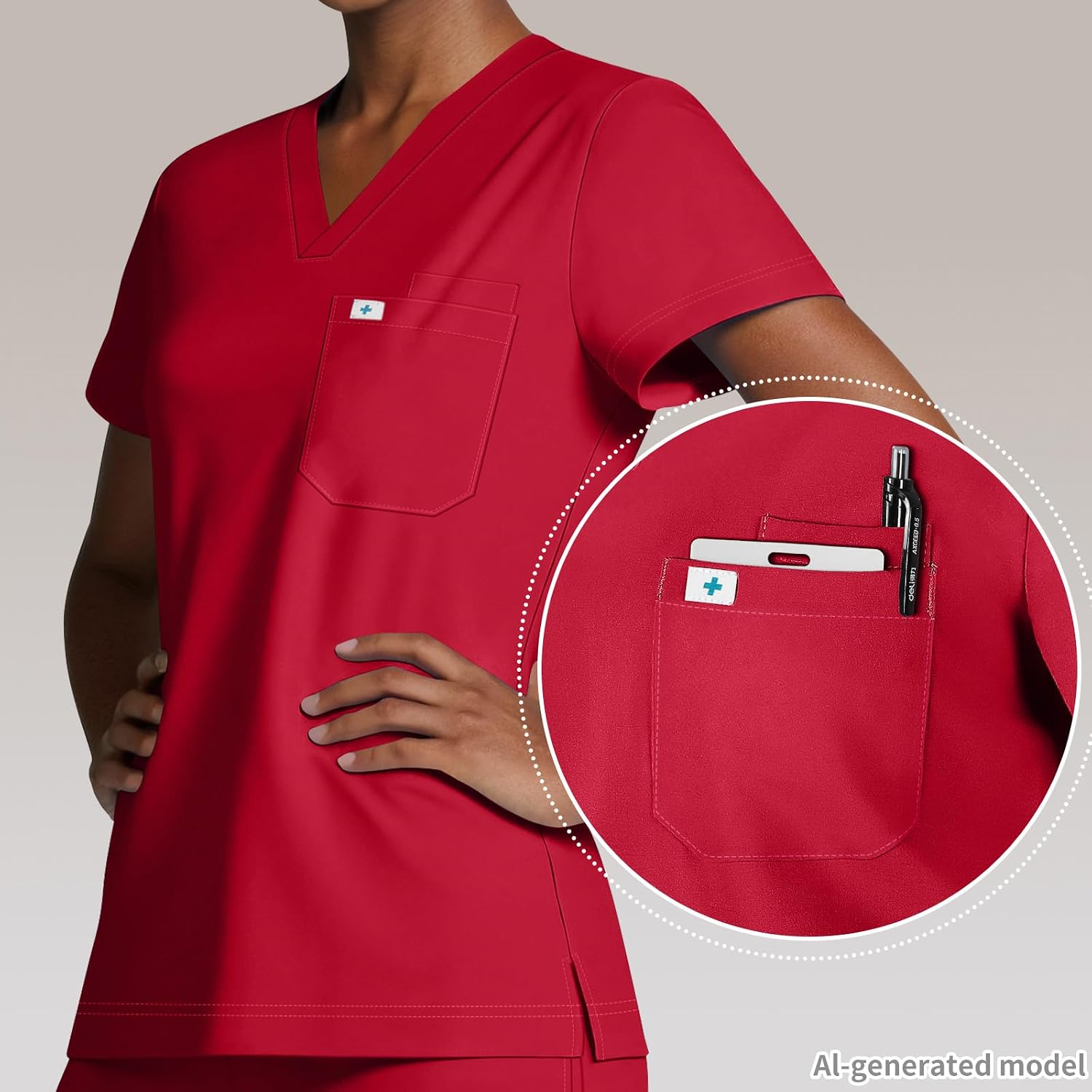 Scrubs for Women Set, V-Neck Top & Jogger Pants with 5 Pockets