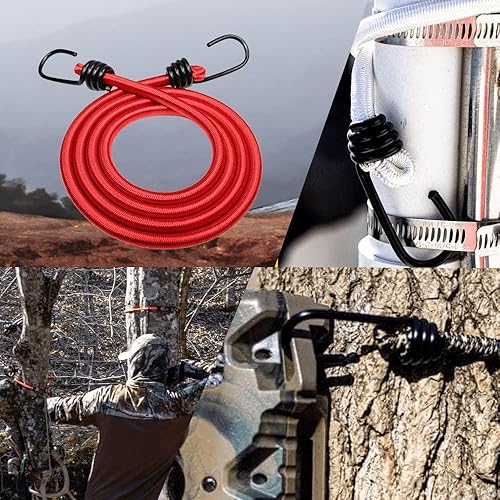 Miniatura 7 de SGT KNOTS - Cuerda elástica con ganchos  Cuerda de choque de grado marino con 2 ganchos - Cordón elástico resistente - Correa de cordones Bunjie -