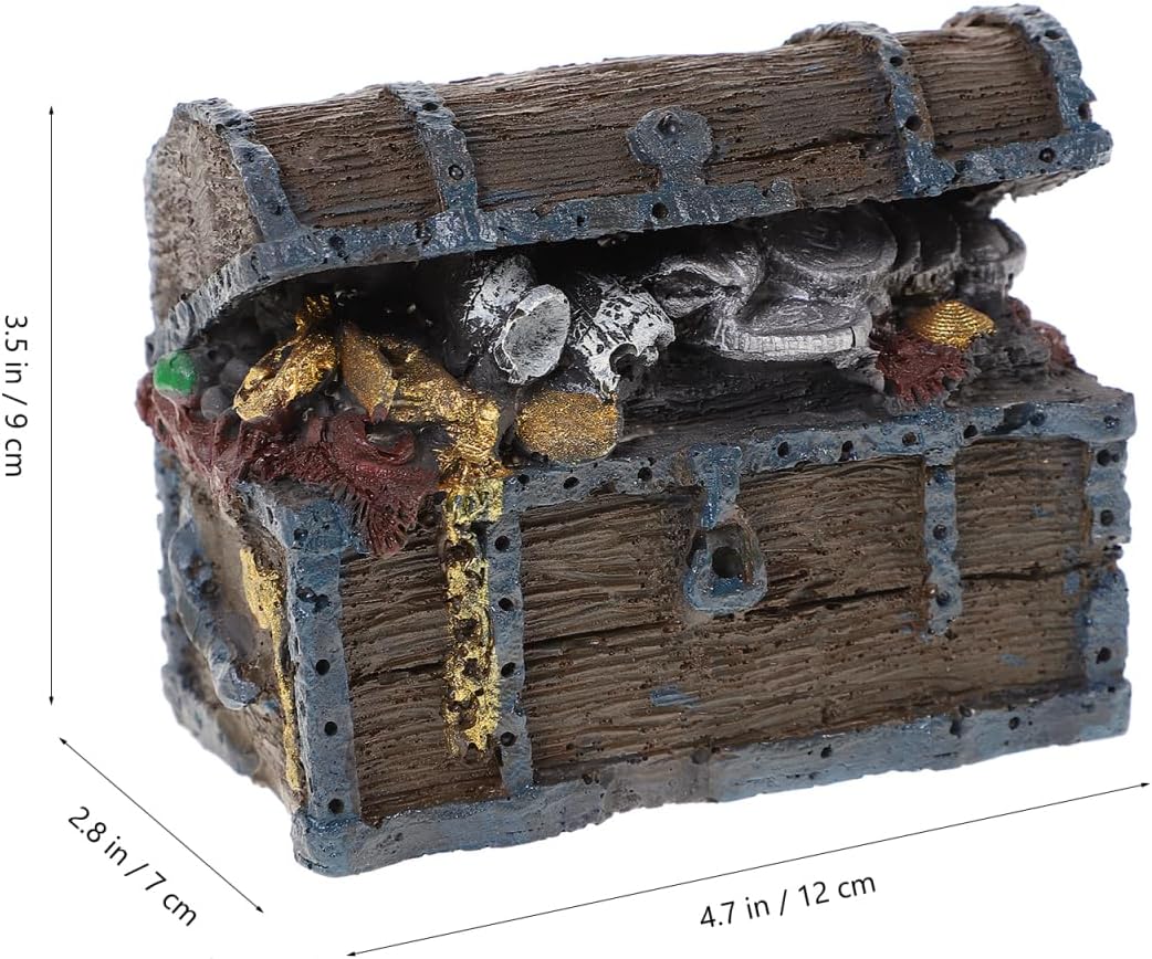balacoo Aquarium Treasure Chest Fish Tank Ornament 4.7X2.8X3.5 Inch Resin Underwater Decorative Accessory Lightweight for Home Office Aquarium Decor