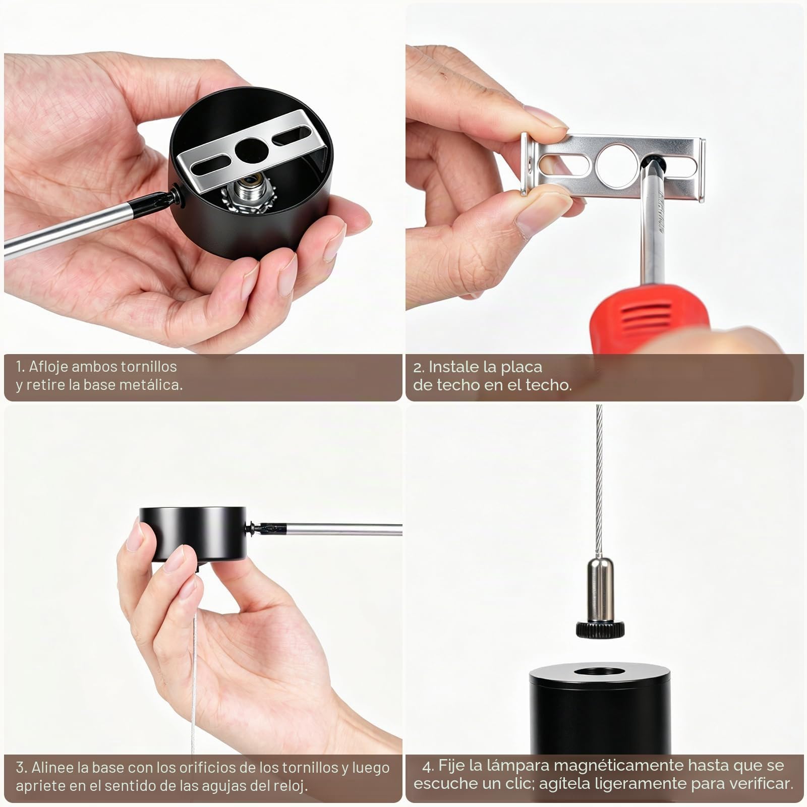 Lámpara Colgante con Bateria, Lámparas Colgantes LED Modernas Diseño, Luz inalámbrica, Recargable USB 5000mAh y Mando a Distancia, Para Cocina, Comedor, Dormitorio, Salón (Negro-2)