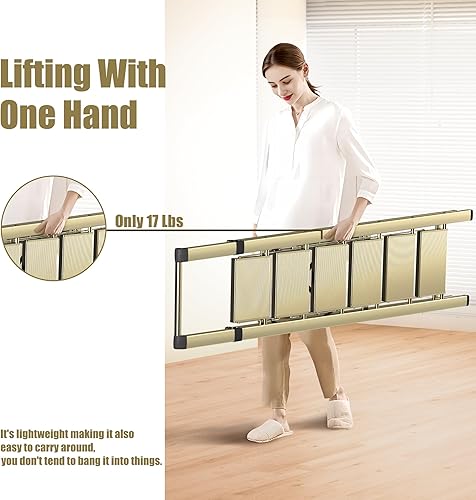 Vista 24 de Escalera de 4 escalones, taburete plegable con pedal antideslizante ancho y resistente, escalera de escalera de aluminio ligero y portátil, Dorado