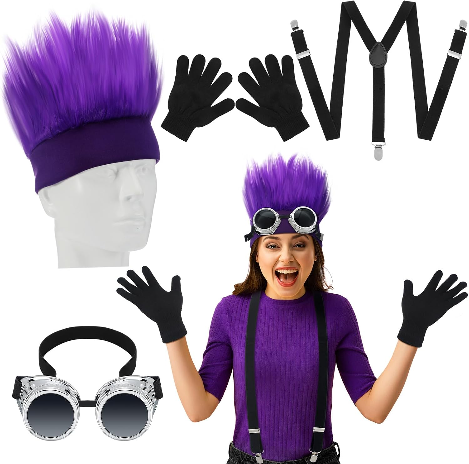Maiteenly 4 Pcs Purple Halloween Costume Accessories for Women