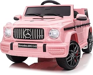 Voiture électrique Mercedes G63 pour Enfants 12 V, Voiture électrique 2 Portes avec télécommande 2,4 GHz, MP3, Musique, éclairage LED, véhicule Cadeau pour garçons et Filles, Rose