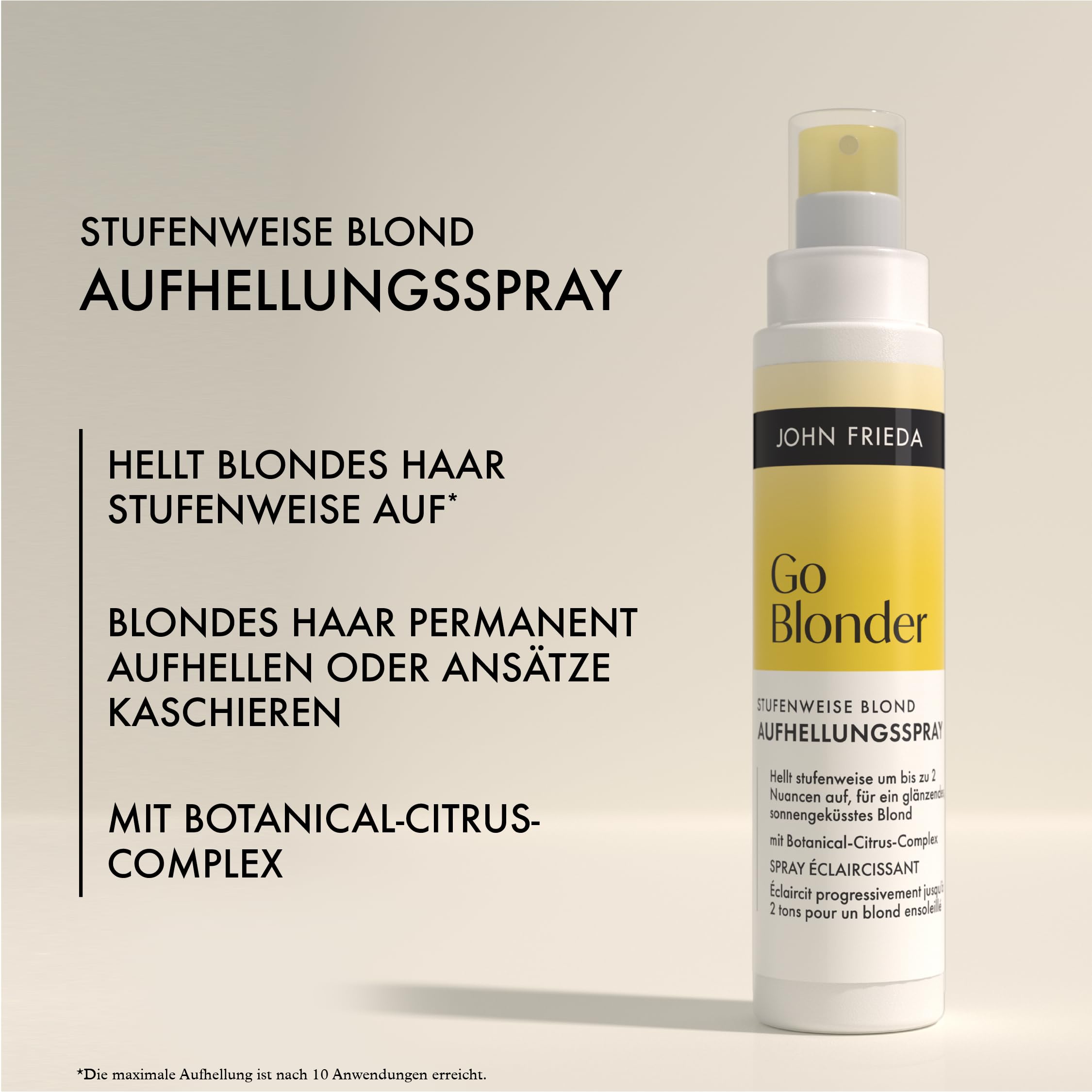 John Frieda Go Blonder zestaw korzyści – zawartość: szampon, 250 ml, odżywka, 250 ml, spray rozjaśniający, 100 ml – do włosów delikatnych, blond – rozjaśniający