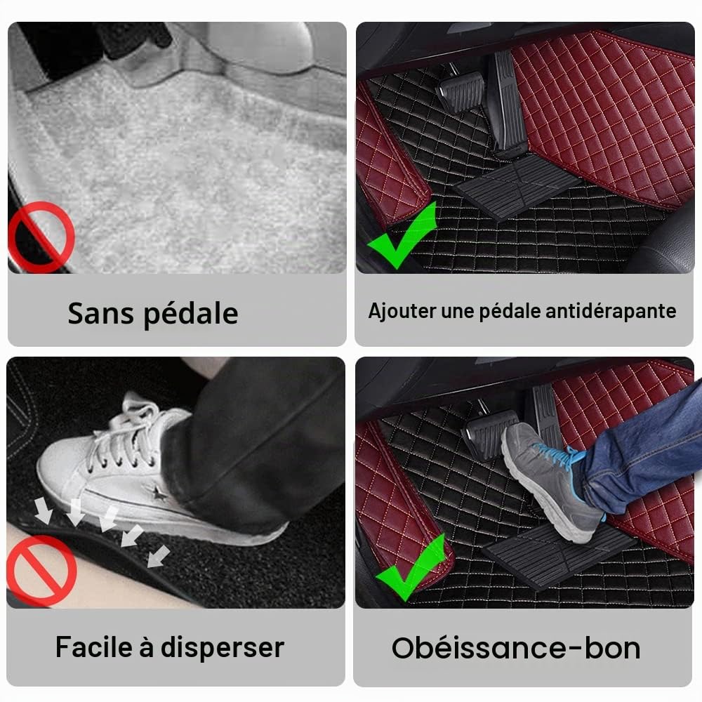 Les Tapis de Sol sur Mesure de Blackwheel sont compatibles à 99% avec Tous Les modèles de Voitures, fabriqués en Cuir imperméable et antidérapant, et Peuvent être personnalisés (Orange et Noir).