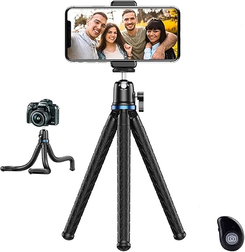MIAO LAB - Trípode flexible para teléfono, con obturador remoto inalámbrico y clip universal, compatible con iPhone, teléfono Android, cámara