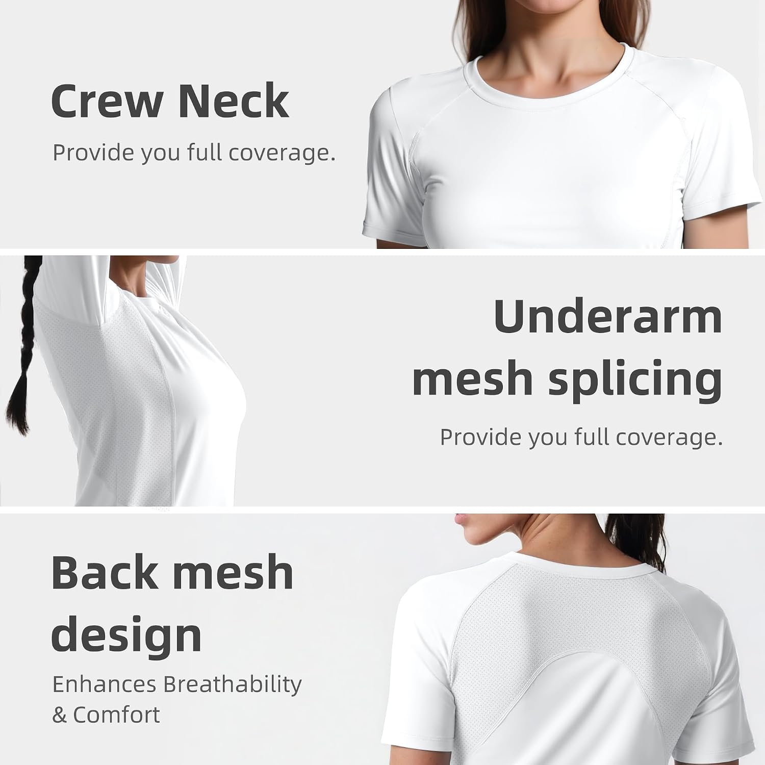 Workout Tops for Women Short Sleeve Yoga Shirts Breathable Mesh Quick Dry Athletic Tees for Gym Running