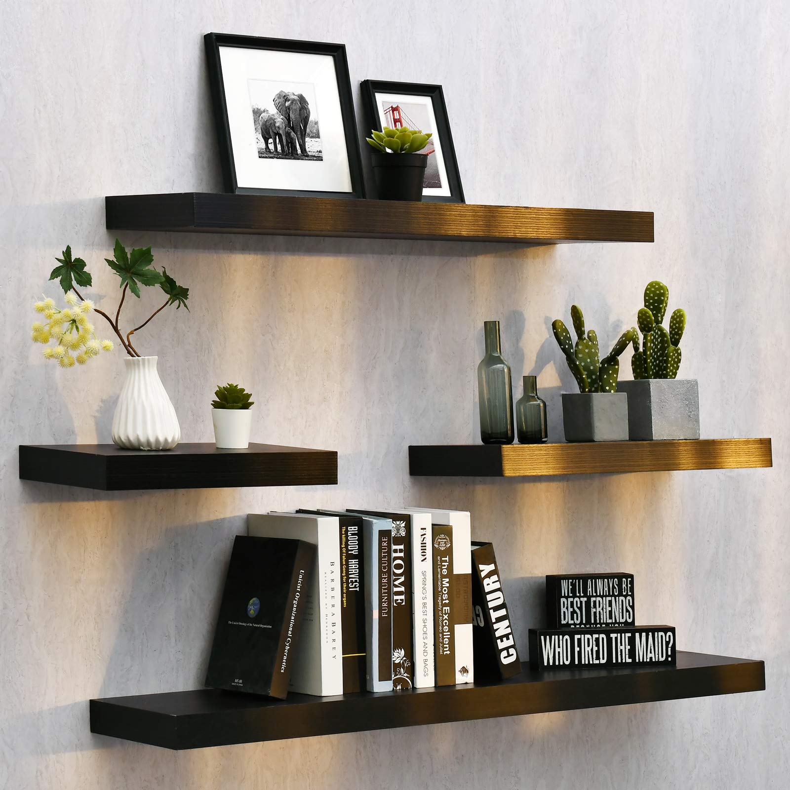 WELLAND 24 inch Espresso Mission Floating Shelves for Wall, Bathroom