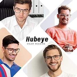 Hubeye TR90 Sports Reading Glasses for Men and Women Ultralight Flexible Anti-Blue Light ReadersBlack+Red+Orange+1.5