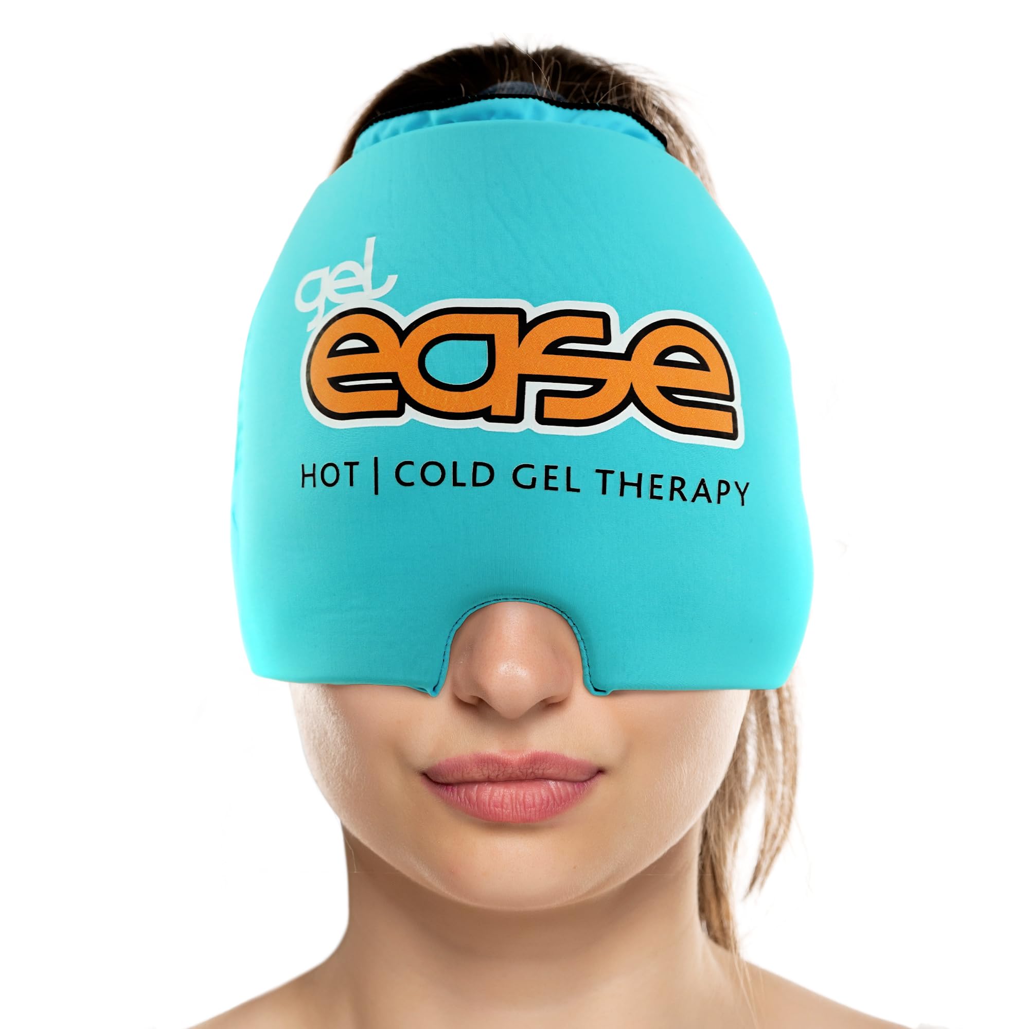 GelEase Migraine Relief Cap, Migraine Relief Cap, Headache Relief Cap, Gel Surround Ice Pack Mask for Migraine, Sinus, Stress, Frontal Headaches, Size 20cm x W 16cm x D 0.2cm