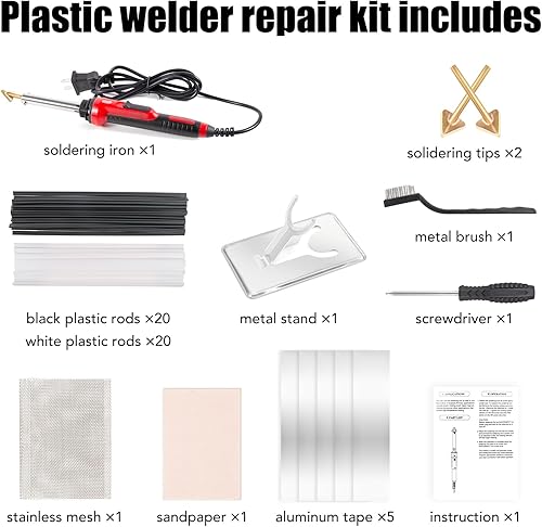 Miniatura 2 de Kit de soldadura de plástico de 110 V100 W para reparación de parachoques automotriz, kit de soldadura de plástico con 40 varillas de soldadura, 2