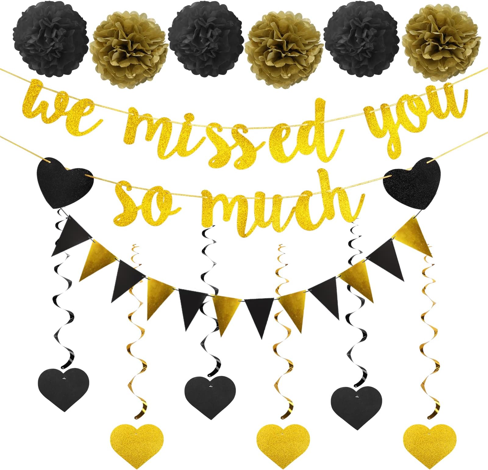 Welcome Home Decor We Missed You So Much Banner, Welcome Back Sign Decorations Kit for Office, Military Army Navy Homecoming Deployment Return Party Supplies