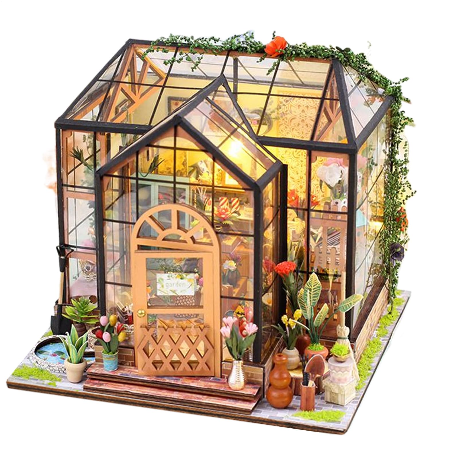 Kit Casa Miniatura per Adulti Artigianato Kit Legno Fatto a Mano Creativo | Set di Costruzione Serra con Mobili e Colla da Utensili Per Adulti Arredo Stanze Natale Compleanno Artigianato e Progett