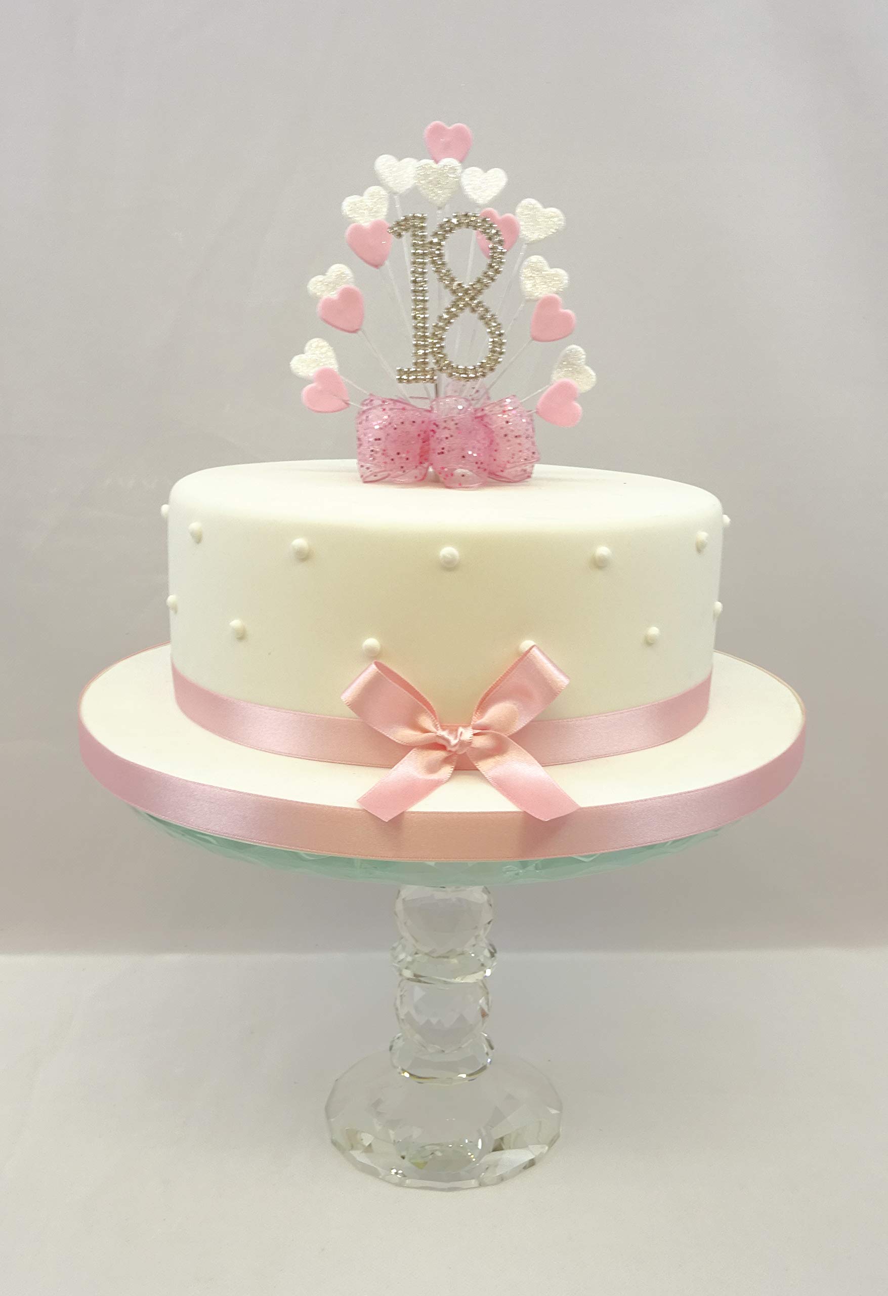 The Cake Emporium Ltd Baby Pink Cake Decoration Cake Topper Heart Burst Spray Diamante 18Th Birthday