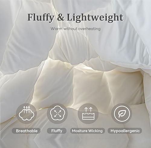 Miniatura 3 de MAXICOZY Edredón de lujo de fibra de plumón tamaño Queen, relleno de edredón para todas las estaciones, edredones de cama ultra suaves de la