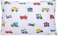 Vista 1 de Wildkin Funda de almohada estándar de microfibra para niños, funda de almohada suave y transpirable, trenes, aviones y camiones