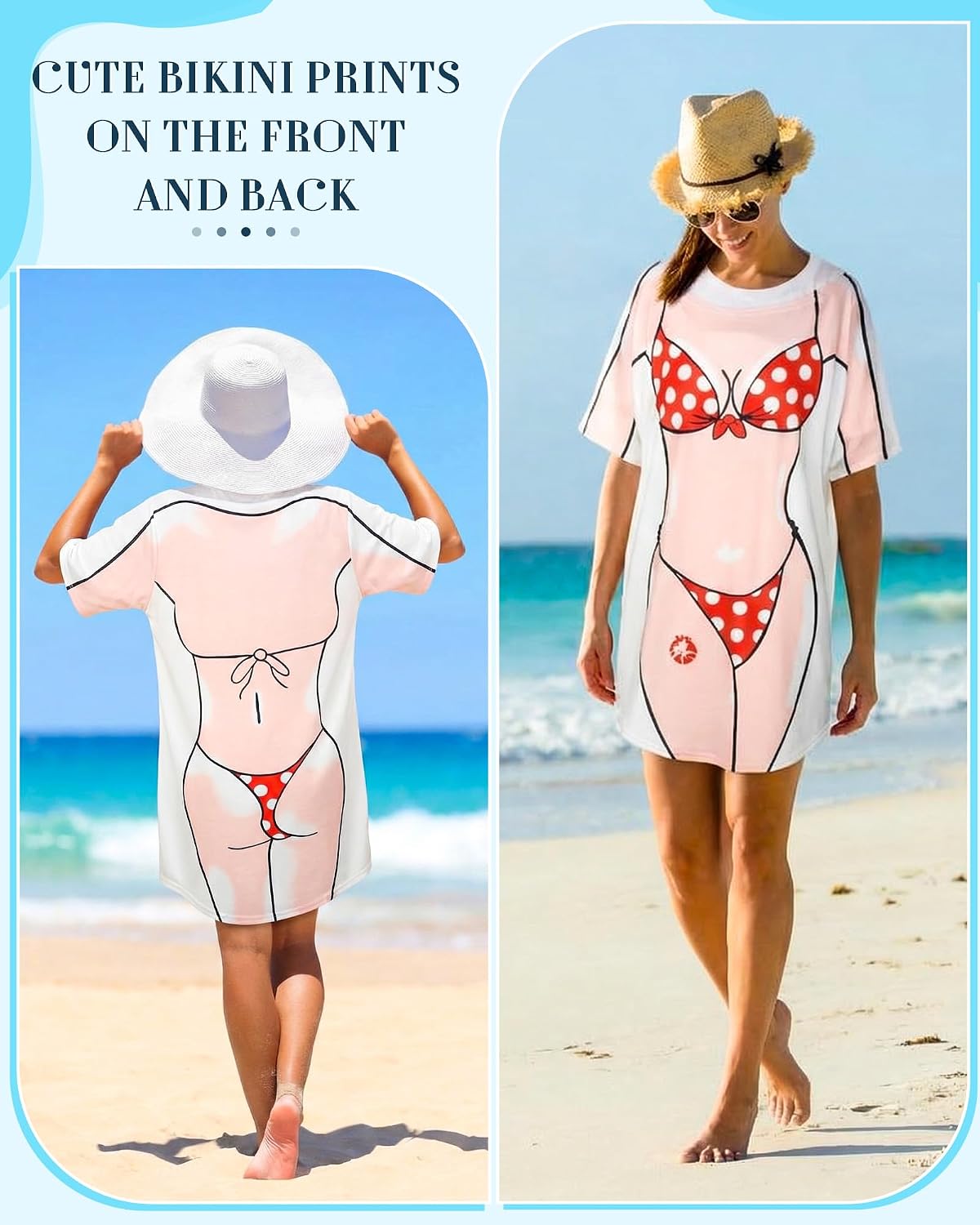 3 Pack Funny Bikini Cover Up Shirt Dress for Women Bachelorette Bikini Beach Cover Up Swimwear