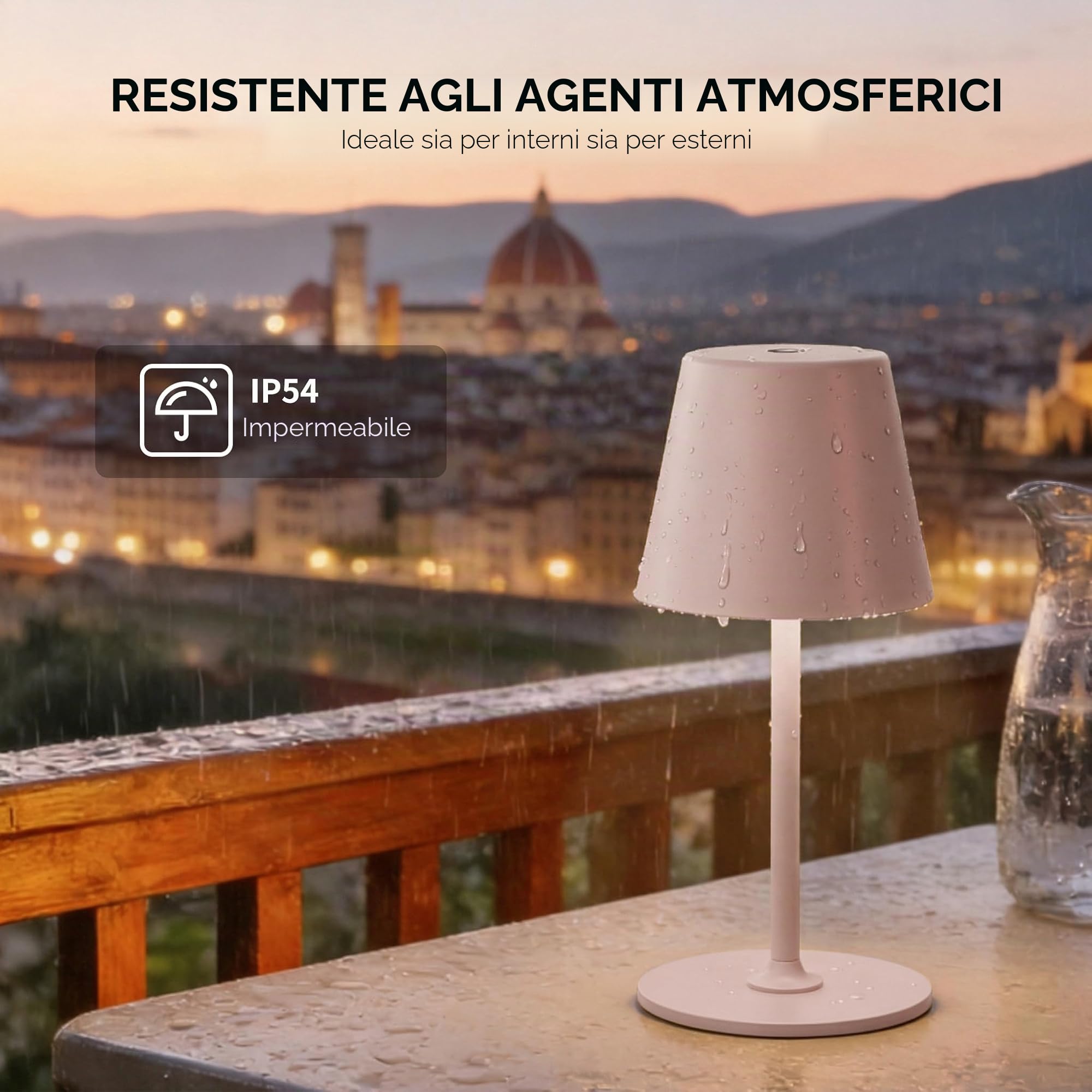 2 Pezzi Lampada da Tavolo Senza Fili in Metallo, Lampada Comodino | Lampada da Scrivania Ricaricabile, Abat Jour LED per Interno Esterno, Luce Calda a 3 Livelli, Corpo Metallico,IP54,Rosa Beige