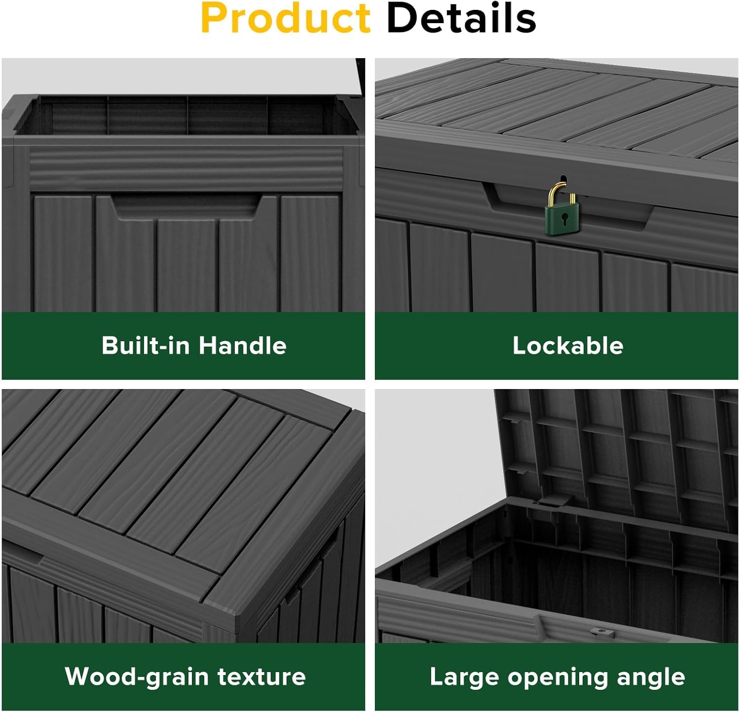 PatioZen 45 Gallon Package Delivery Boxes for Outside, Lokable Secure Resin Package Delivery Box with Lid, Weatherproof and Anti-Theft Storage for Outdoor Front Door, Porch, Curbside, House (Black)
