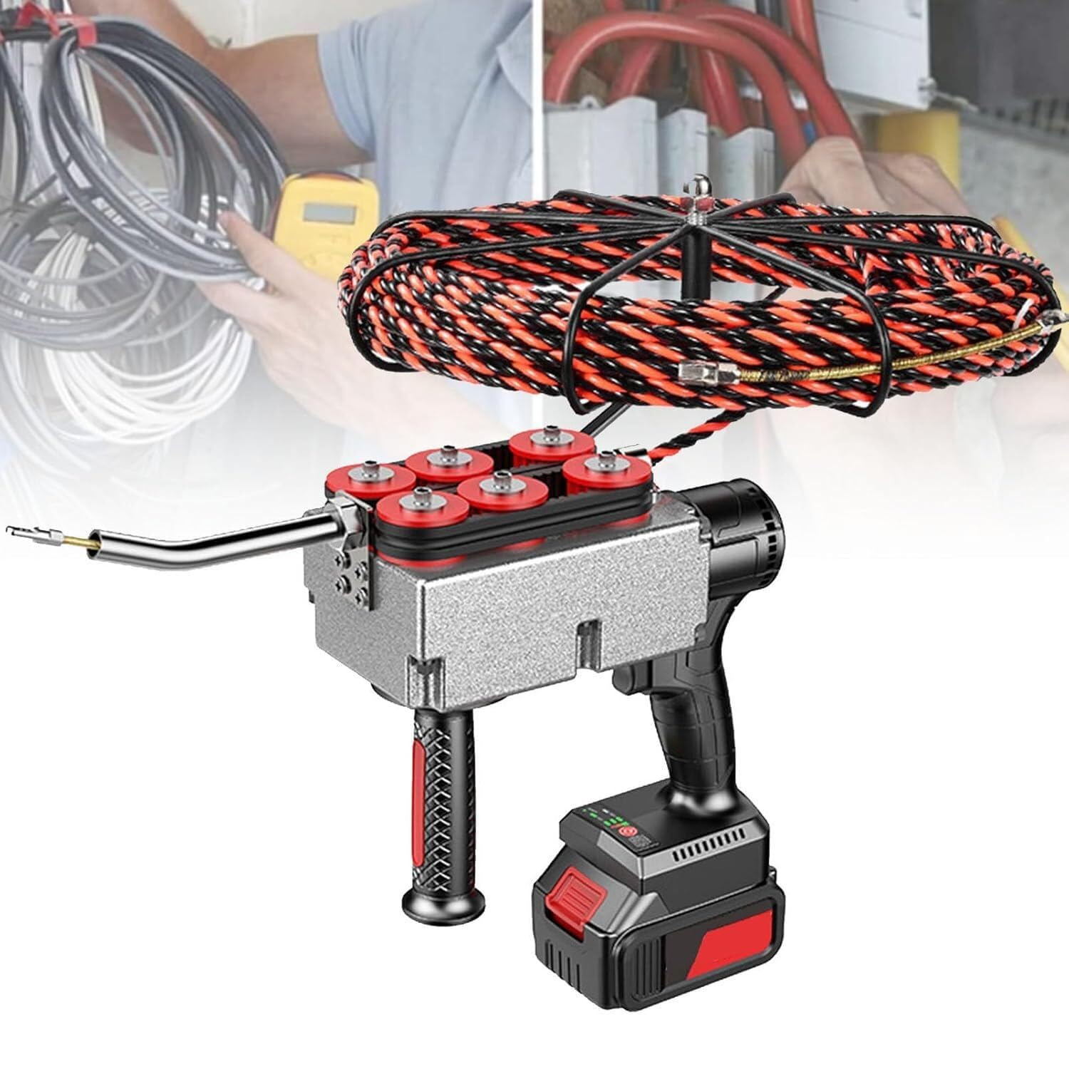 Extractor automático de cables para atascos en conducto con guía inalámbrica de 25000 mAh