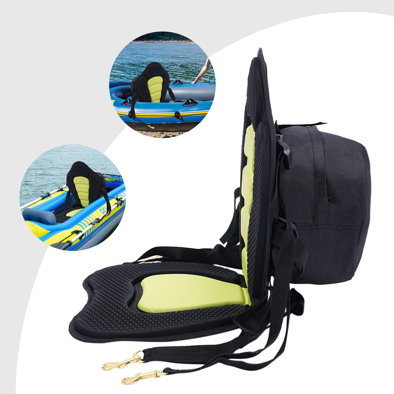 Sedile per kayak, universale, rimovibile, regolabile, per kayak, canoa, comoda seduta imbottita, schienale regolabile, per stand up paddle board, kayak gonfiabile e barche a remi