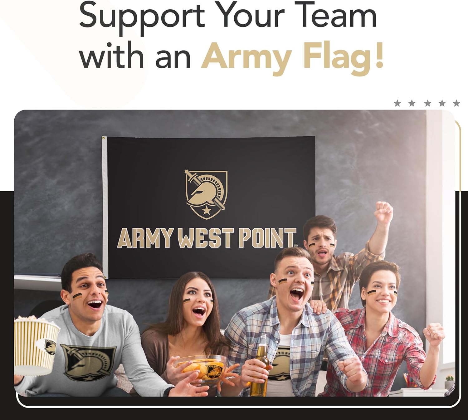 Army Black Knights College Sports Printed Flag - NCAA Licensed - Nylon - School Banner (Gold, Black) (4' x 6')