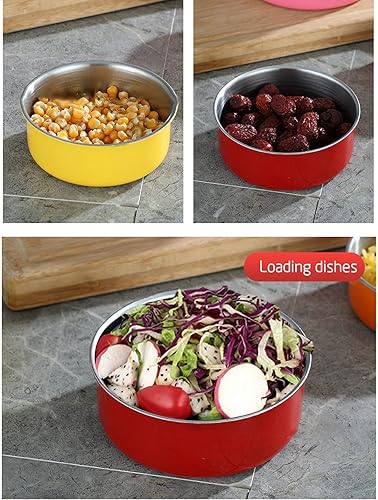 Miniatura 3 de 5 tazones coloridos de acero inoxidable con tapas de plástico, contenedor multifuncional para alimentos de cocina para el hogar, juego de cuencos