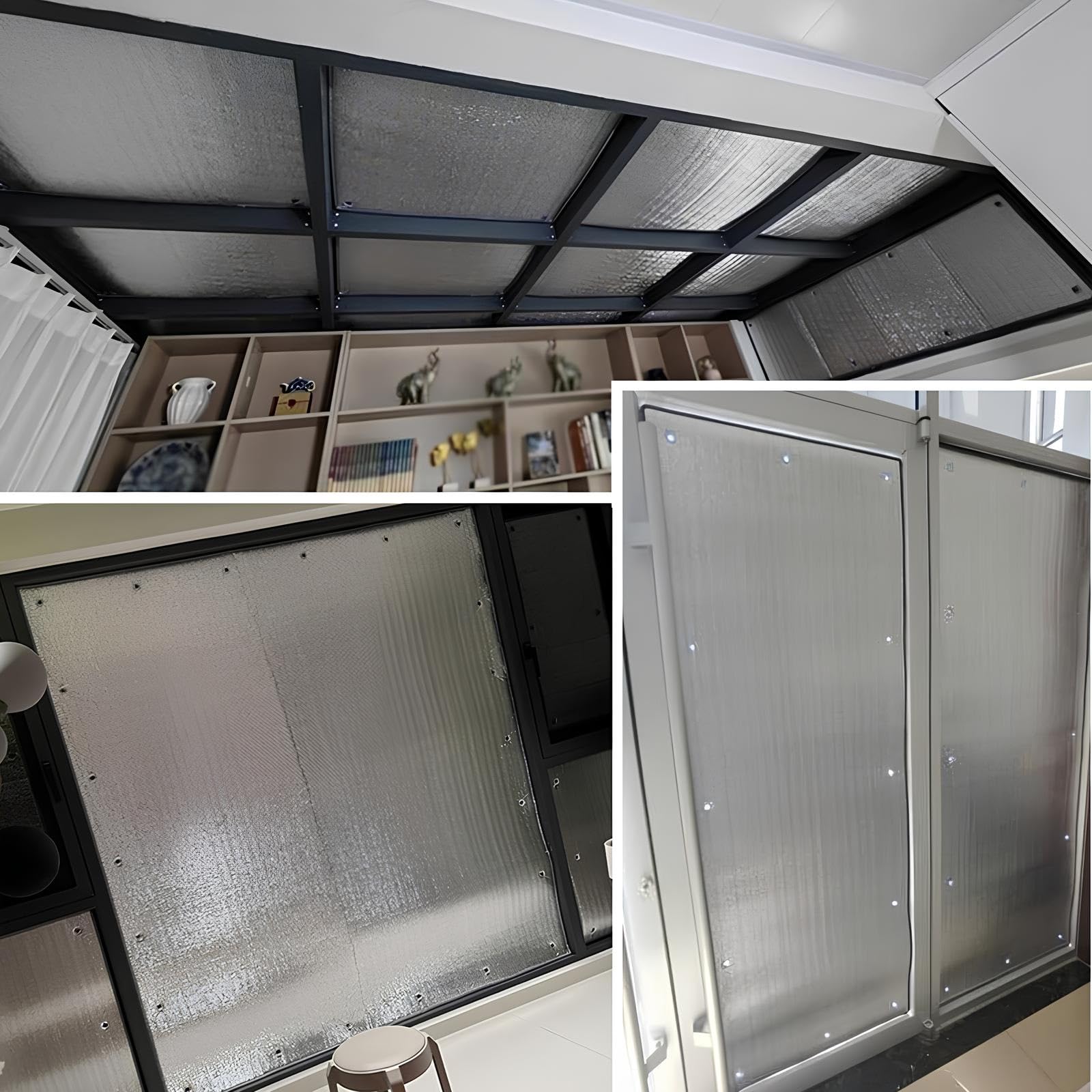 9MM Isolamento Termico Pellicola Oscurante Per Finestre In Alluminio | Privacy Pannello Riflettente Anti-calore Per Camper E Lucernario Con Ventose Riutilizzabile(115x145cm)
