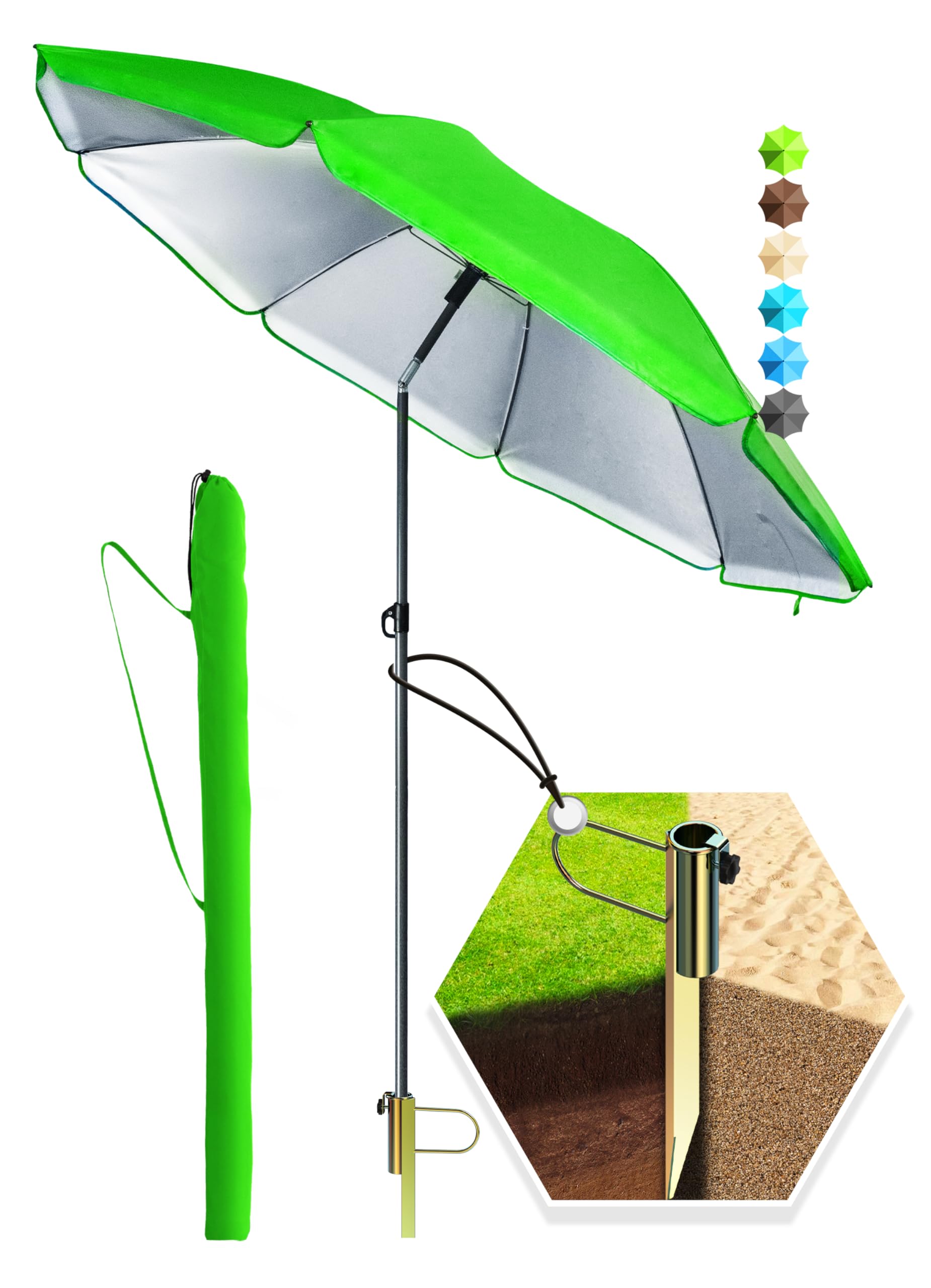 4smile Strandschirm SunnyJoy - UPF 50+ Sonnenschirm Strand, Sonnenschirm Balkon - Strandschirm windfest stabil, Balkon-Schirm mit Hülle, Gartenschirm